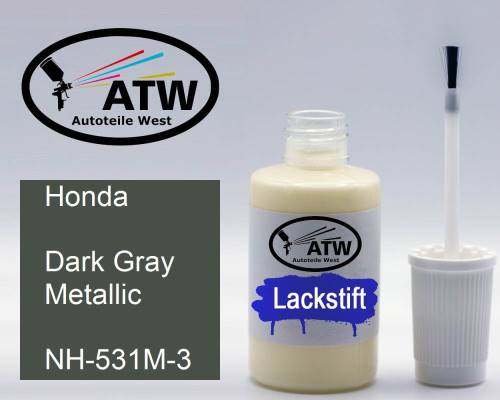 Honda, Dark Gray Metallic, NH-531M-3: 20ml Lackstift, von ATW Autoteile West.